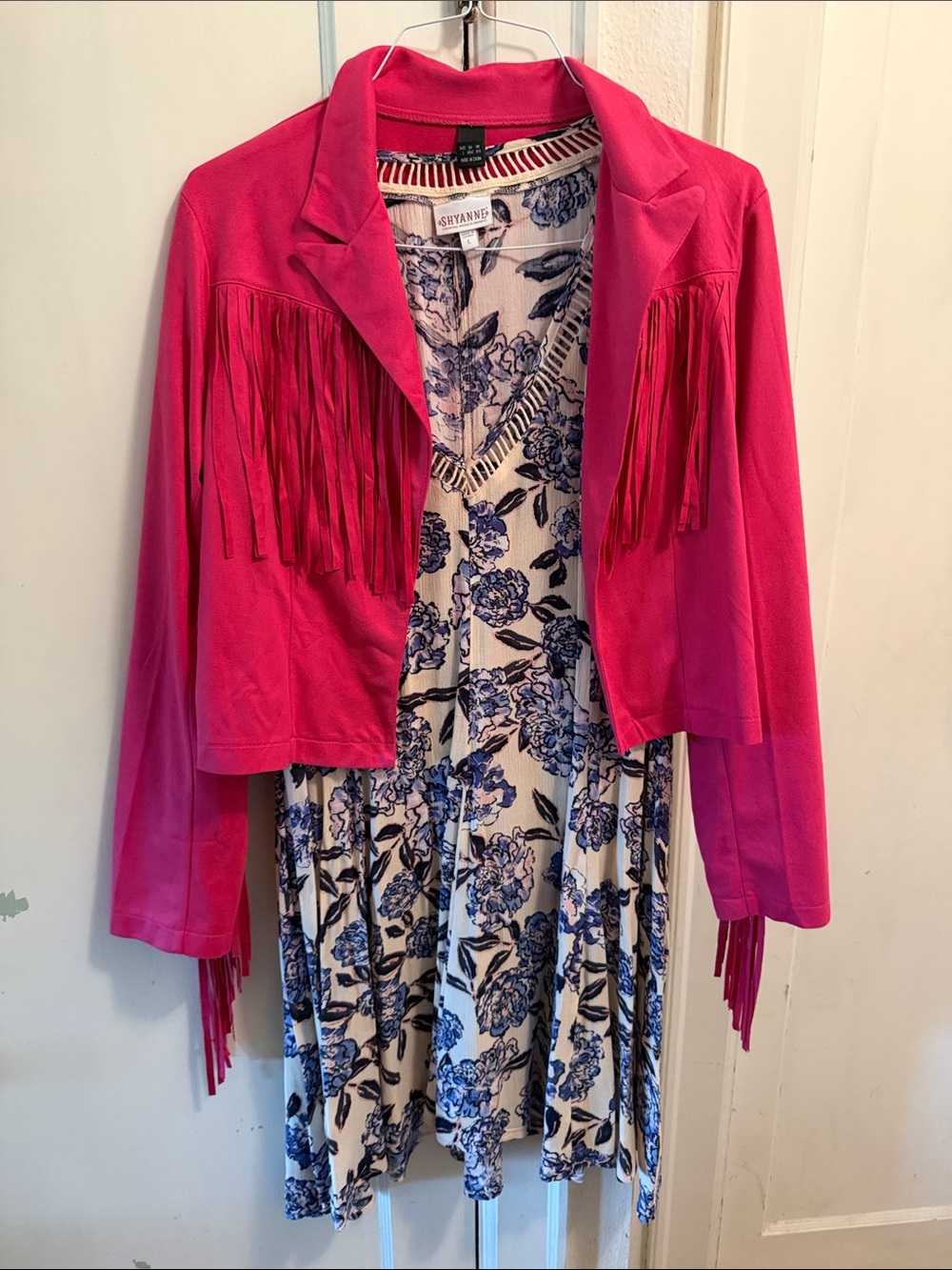 Shyanne Hot Pink Fringe Cropped Jacket